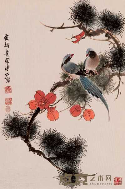 溥佐 双栖 立轴 65.5×43.5cm